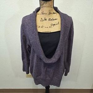 DressBarn Cowl Neck Knit Sweater Oversized Pullover Purple Womens Size 22/24 - Picture 1 of 13