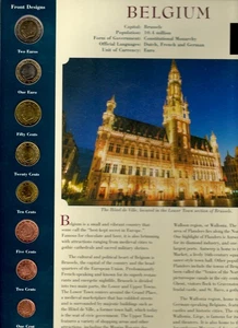 Coins from Around the World Belgium 8 coins 1999-2002 UNC 1 € 2002 & 2 € 2000 - Picture 1 of 2
