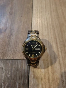 Armitron Watch Men 40mm Gold Silver Two Tone Black Dial Day Date Untested - Picture 1 of 11