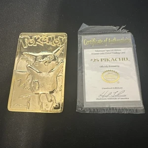 1999 Burger King Pikachu Pokemon Gold Card With Certificate 23k Plated - Picture 1 of 13