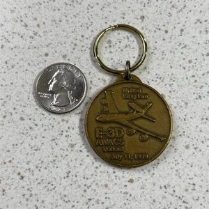 Boeing UK Rollout First E-3D AWACS July 1989 Brass Keychain Key Ring #53559 - Picture 1 of 2
