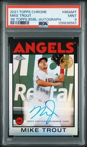 2021 Topps Chrome Mike Trout 1986 On Card Auto 01/50 PSA 9 🔥🔥🔥 - Picture 1 of 2