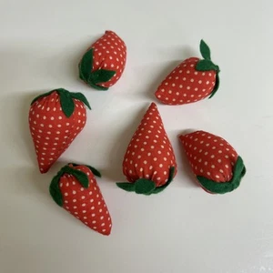 6 Strawberry Pin Cushion Holder Sewing Cushions 1.5”-2.25” Length - Picture 1 of 3
