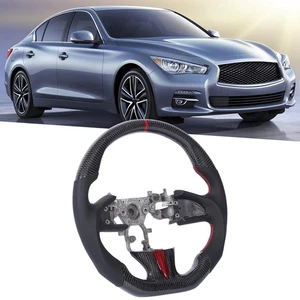 Custom Carbon Fiber Steering Wheel Perforated Leather Fit for Q50 2014‑2016 - Picture 1 of 12