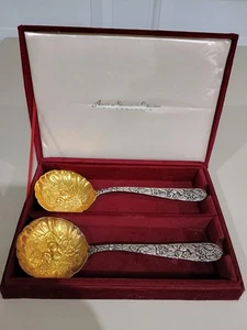 GODINGER SILBER ART CO BEERE SERVIERLÖFFEL 2ER SET SILBER & GOLD ORIG ETUI - GEBRAUCHT, IN EINWANDFREIEM ZUSTAND - Bild 1 von 10