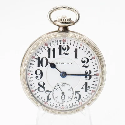 Reloj Bolsillo Ferrocarril Hamilton 992 1925 21 Joyas Lleno de Oro Blanco De Colección Funciona Foto 1 de 4