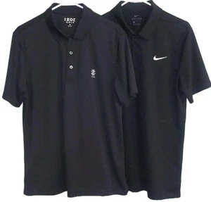 IZOD and Nike 2 Golf Black Polo Shirts Short Sleeve Men Medium Performance - Picture 1 of 21