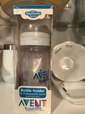 AVENT Natural Baby Bottle Holder & 10 Disposable Liners Newborn Nipple NEW - Image 1 of 4