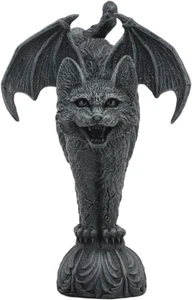 Statua gargoyle gatto alato pipistrello gotico Ebros bizzarro gotico Eureka alto 7" stoico felino - Foto 1 di 4