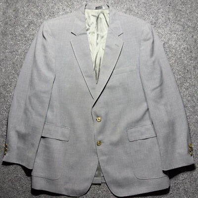 Botany 500 Men Sport Jacket 44R/33L Gray Wool Blend Gold Buttons - Image 1 of 4