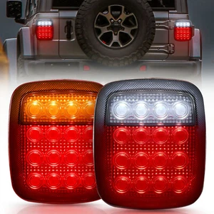 2X LED Tail Lights 16 LED Rear Brake Lamps Turn Stop Reverse for Jeep Truck Boat - Bild 1 von 12