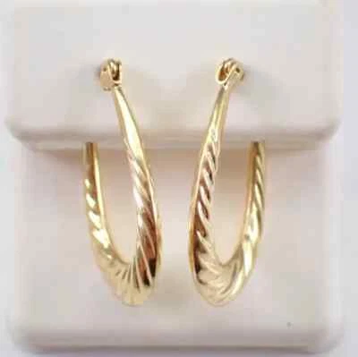 Vintage Estate Hoops for Her Twisted Spiral Hoop Earrings 14K Yellow Gold Plated - Image 1 of 4