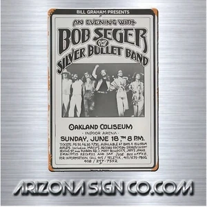 Letrero de aluminio de banda de rock Bob Seger diseño reproducción aspecto vintage 8 x 12 - Imagen 1 de 5
