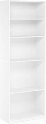 JAYA Simply Home 5-Shelf Bookcase, 5-Tier, White
