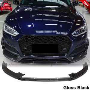 For Audi A5 B9 Sline S5 2017-2019 Gloss Black Front Bumper Lip Spoiler Splitters - Foto 1 di 12