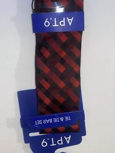 Men's Apt. 9 Tie and Tie Bar Set Black/Red New with tags - Picture 1 of 3