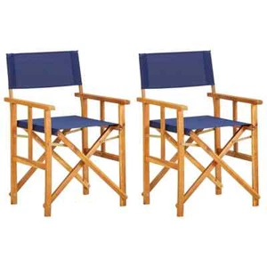 Director's Chairs 2 pcs Solid Acacia Wood Blue vidaXL - Picture 1 of 9