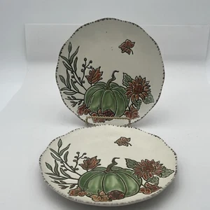 2 Eli & Ana SADDLEBROOK Pumpkin Patch Fall Thanksgiving Autumn Salad Plates NEW - Picture 1 of 5