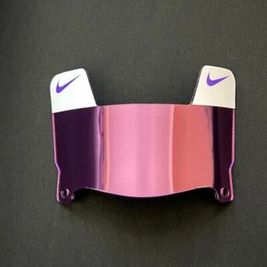 White/Purple Nike - Purple Chrome Mini Football Helmet Visor with Purple Clips - Picture 1 of 2