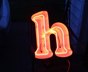 Large Neon Sign Lower Case Letter "h" Channel Letter, Acrylic with Neon Bulb - Picture 1 of 11