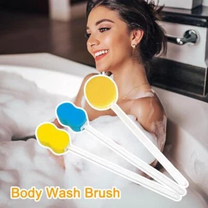 Contoured Long Handled Blue Bath Sponge on a Stick Washing Bathing 1 x to J7X1 - Picture 1 of 17