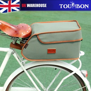 TOURBON Canvas Clip-on Bike Rear Trunk Bag Insulation Cooler Carrier Pannier UK - Picture 1 of 24
