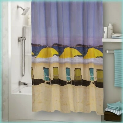 Cortina de ducha fotorreal frente a la playa 70"w x 72"L playa océano tropical paraíso Foto 1 de 4