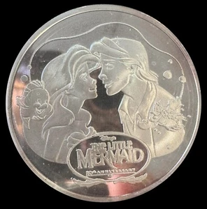 1999 Disney The Little Mermaid 10th Anniversary 1 oz .999 Silver Coin - Picture 1 of 4