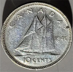1946 Canada 10 Cents Silver Dime Very Nice High Grade XF/AU - Picture 1 of 2