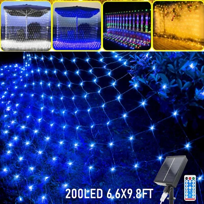 Solar Net Mesh Fairy Lights 9.8ft x 6.6ft Outdoor with Remote 8 Modes Waterproof - Image 1 of 4