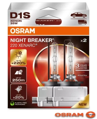 2x D1S OSRAM XENARC® NIGHT BREAKER® +220% Doppelpack 35W XENON Brenner - Bild 1 von 2