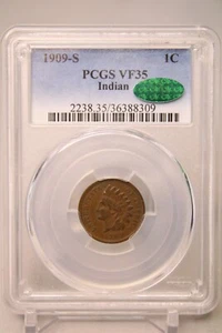 1909-S Indian Head Cent 1C PCGS VF35 Green CAC #8309 - Picture 1 of 4