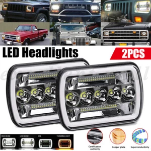 Pair LED Headlights For 1983-2004 Toyota Hilux HI/LO/DRL/TURN SIGNAL Square 5x7" - Picture 1 of 12