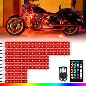 12x Motorcycle RGB LED Neon Under Glow Lights Strip Kit For Harley Honda Suzuki - Bild 1 von 7
