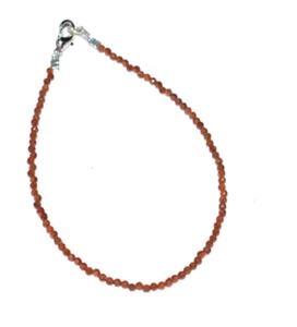 2mm Faceted Beads Axinite Gomed Gemstone 8" String 925 Sterling Silver Bracelets - Picture 1 of 12