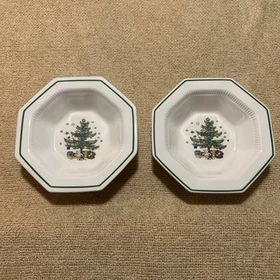 "2 tazones para servir porcelana Nikko Christmastime 9"" árbol de Navidad JAPÓN" Foto 1 de 4