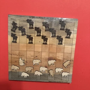 Hand Carved Wooden Animal Chess Set 11”x 11” Full Set - Made In Alaska - Sealed - Picture 1 of 4