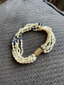 Zuchtperlen mit Steinen 6 Strang gedrehte Armbänder - Bild 1 von 3