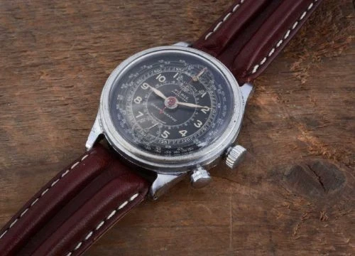 Vintage Pierce Chronograph Style Manual Wind Wristwatch – Black Complicated Dial - Image 1 of 3