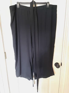 Catherines Womens Cropped Pants with Detachable Belt Size 3X Black Elastic Waist - Picture 1 of 4
