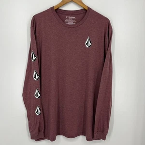 Volcom Long Sleeve T-Shirt Men's Size XL Purple Crew Neck Logo Cotton Blend - Picture 1 of 10