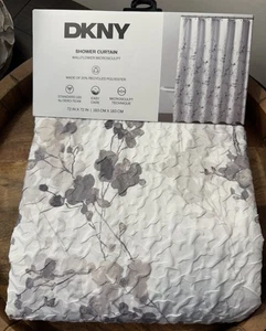 DKNY Wallflower Microsculpt Shower Curtain Gray Floral Fabric 72" X 72" New - Picture 1 of 6