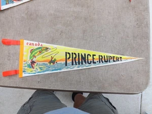 VTG. PRINCE RUPERT BRITISH COLUMBIA CANADA PENNANT BANNER 22" B.C. FISHING - Picture 1 of 5