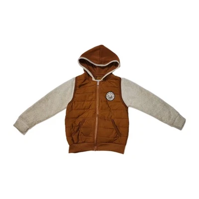 Chaqueta acolchada Free Planet niños beige mostaza mangas largas con capucha talla 6 Foto 1 de 4