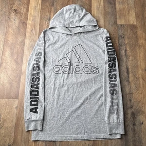 Adidas Chop Fade Hooded Graphic Tee Boys Large Gray Athletic Training 6188 - Picture 1 of 8
