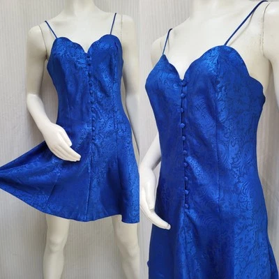 Camisón Jacquard Satinado Brillante Azul Etiqueta Dorada Victoria’s Secret De Colección - Talla M Foto 1 de 4