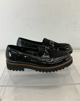Mephisto Black Patent Leather & Suede Lug Sole Penny Loafers Size 8 - Image 1 of 4