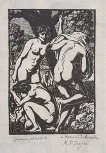 Antoine François Cosyns épreuve d'artiste gravure nu envoi début XXe siècle - Imagen 1 de 3