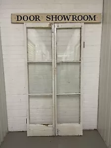 Reclaimed French Single Panel Glass Wooden Double Doors 2065 or 2060 x 1035mm - Picture 1 of 24
