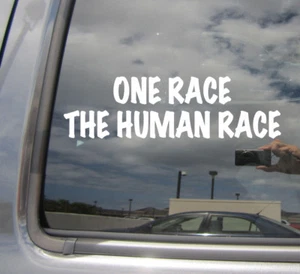 Calcomanía de vinilo One Race The Human Race - Peace Love parachoques ventana coche 10414 - Imagen 1 de 2